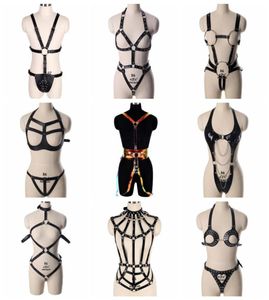 Gürtel BDSM Verstellbare handgefertigte PU -Verband sexy Körper Brustgurt Frauen Lederband Gothic Strumpfband Gürtel Erotische Dessous3775154