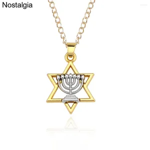 Hänge halsband 10st stjärna av David Menorah judiska smycken hängande kvinnor män judaica hebreiska israel tro lampa Hanukkah grossist