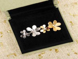 2022 TOP PURE 925 Sterling Silver Jewelry for Women Gold Color Flower Rings Cuff Justerbar bröllop smycken Luxury Brand5888034