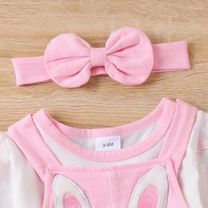 Комплекты одежды для детской пасхальной одежды Baby Girl 3 Piece Set круглое шея с длинным рукавом вышив