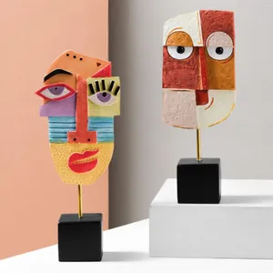 Decorative Figurines Creative Face Art Statue Sculpture Resin Crafts Figurine Abstract For Living Room Ornament Home Office Desktop