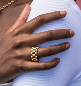 Damer rostfritt stål guldpläterade pläterade ringer mode hip hop armbandsfinger ringar för kvinnor1612409
