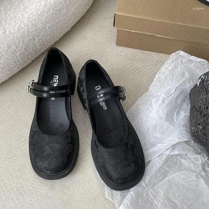 Dress Shoes Microfiber Mid Heel Loafers Round Toe Square Women's On Sale 2024 Brand Spring Buckle Strap Shallow Solid Pumps