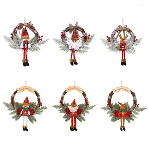 Decorative Flowers Christmas Wooden Hanging Garland Multifunctional Santa Berry Festival Theme For Holiday Indoor Outdoor Decor