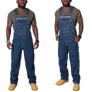 Streetwear Fashion Mens Dżins Jumpsuits Spodnie luźne zawiesiny w trudnej sytuacji jeansowej dla mężczyzny 240509