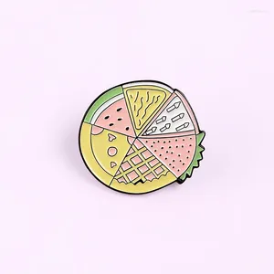 Broches Fruit Circle Platter Pizza Food Waffle Watermelon Soberts Cake Lovely and Sweet Jewelry Ornamentos para meninas Presentes
