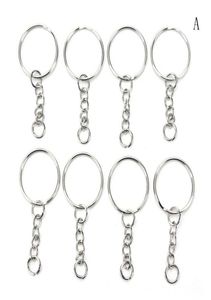 100 PCSSET Silver Key Correnturas de aço inoxidável Círculo de ligas de aço Diy 25mm Chaves de 3 estilos Keychain Keychain Acessórios para anel 2784453