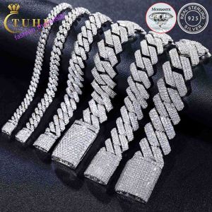 Mossanite Hip Hop Jewelry 6mm-25mm Pass Diamond Tester 925 Sterling Silver VVS Moissanite Iced Out Cuban Link Bracelet For Mens