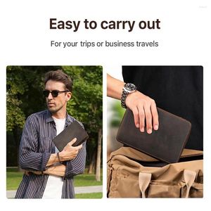 Titta på lådor 12 slots Crazy Horse Leather Intelligent Rem Travel Outdoor Holder Watchband Portable Bag Band Storage Box BA V8A2