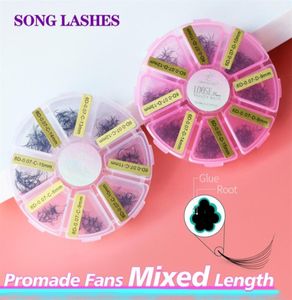 Song Lash Premade rosyjski wentylator objętościowy mieszany długość rzęs przedłużenie rzęs ostre spiczasty trzpień premade rzęs rozszerzenie cienki root 3d 14d 29290775