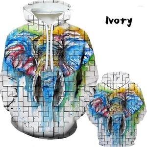 Men's Hoodies Personalized Fashion 2024 Animal Oil Painting Elephant 3D Printed Autumn Casual Hoodie Harajuku Graffiti Sweatshirt Unisex