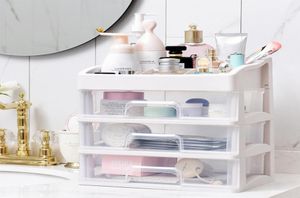 Multi Layer Cosmetic Drawer Makeup Organizer Kvinnsmyckesbehållare Make Up Brush Cotton Swabs Lipsticks Tissue Storage Box1605363