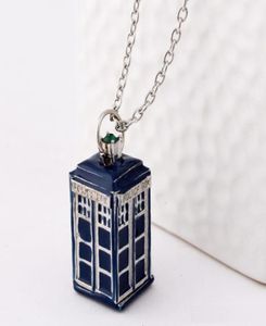 dr doctor who necklace tardis police box vine blue silver bronze pendant jewelry for men and women wholesale a3769336455