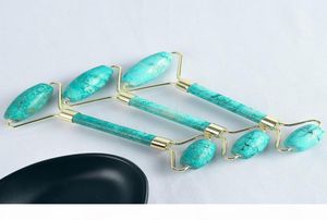 Double Head Natural Turquoise Facial Facial Refleming Stricge Tool Massage Roller Massager per Massage Giade Stone6518844