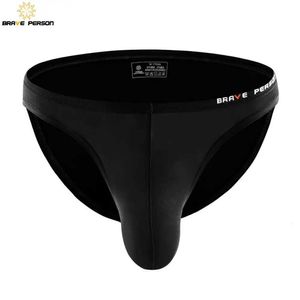 Underpants Brave Person Sexy Mens Underwear Big Penis Bag Design Bikini Nylon Q240430