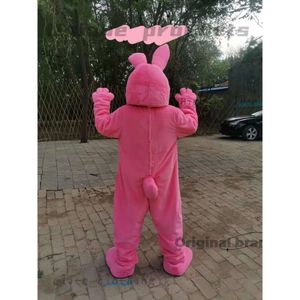 패션 Mr Rabbit Real Pictue Pink Pink Bunny Mascot 의상 멋진 의상 디자이너 만화 캐릭터 파티 드레스 활동 의류 908