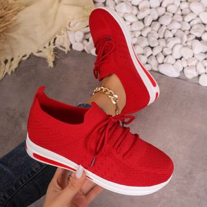 2024 Mesh Mesh traspirante New Fashion Cross Lace Shole Solle Solle Solle Sports Women Plus size Zapatos de Mujer