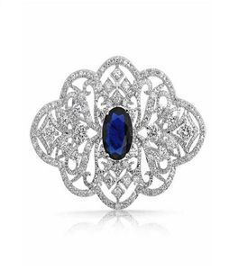 2 polegadas vintage parece claro strass de cristal diamante Broche de jóias de casamento com pedra azul2284227