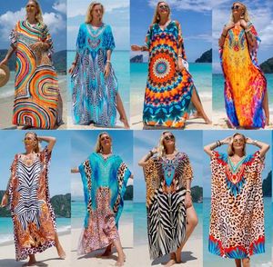 Loose Bohemia Print Bikini Cover Up Robe De Plage Women Tunic Sarong Bathing Suit Ups Long Beach Pareo Dress