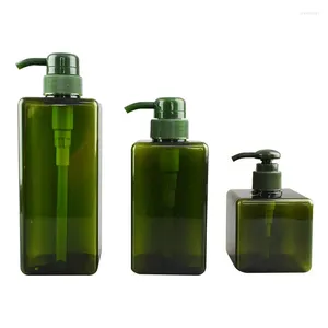 Butelki do przechowywania kwadratowa plastikowa butelka pusta zielona opakowanie dla zwierząt domowych kosmetyczna pompa prysznicowa prysznicowa prysznicowa 100 ml 150 ml 250 ml 280 ml