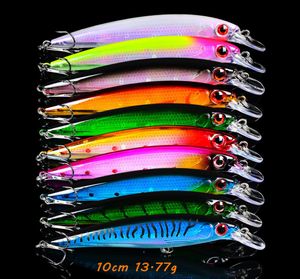 10 cor mista 11cm 1377g minnow iscas duras iscas de pesca ganchos de 4 gancho de peixe peca tackle fs751275241