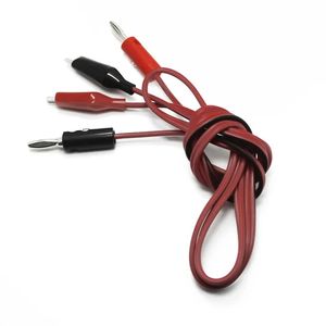 Bananplugg till krokodilklippslinjen Power Test Line Röd och svarta 2 -pluggar till 2 klämlinjelängd 1 meter kabel
