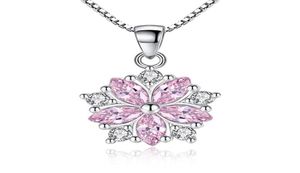 S925 pure silver necklace female south Korean literary powder cherry blossom brief paragraph clavicle sterling silver pendant chai9969169