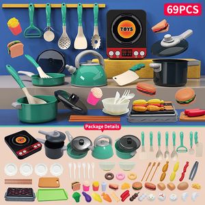 69/84/92/108st Play Kitchen Accessories Set Toy For Kids Pretase Food Cooking Kitchen Playset Toys Christmas Gift for Children 240420
