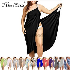 Kvinnliga strandkläder 2024 Big Size Summer Beach Sexig Kvinnor Solid Color Wrap Dress Bikini Cover Up Sarongs Womens Clothing badkläder Baddräkt Floral D240501
