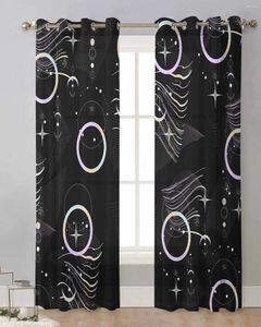 Kurtyna gwiazda okręgu czarny księżyc Sheer zasłony dla okna w salonie przezroczyste dzienne tiul cortinas Drapes Decor Home Decor