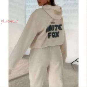 Комплект Coolie White Foxs STICE Set Set Set Women Women Двух кусочков весенняя осень зима Новая капюшона модный спортивный с длинным рукавами пуловер белый Foxx Hooded 9412