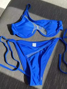 Kvinnors badkläder sexig sträng klippt ut backless bikini set kvinnliga bandage damer brasilianska strandkläder 2024 Sommartrend Holiday Kvinnliga kläder