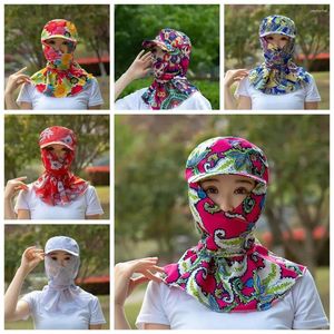 Wide Brim Hats UV Protection Tea Picking Cap Face And Neck Windproof Protective Cover Large Dome Flower Pattern Dust Mask Hat Summer