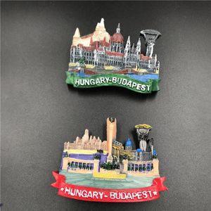 Decoração de lembrança turística Hungria Budapeste Austria Viena panorama geladeira Pasta Resina Magnetic Tourist Crafts 240429