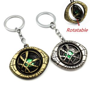 10pcs/lot Dr Strange Keychain Mystic Artifact Eye Of Agamotto Rotatable Keyring Metal Pendant llaveros For Men Women Gift