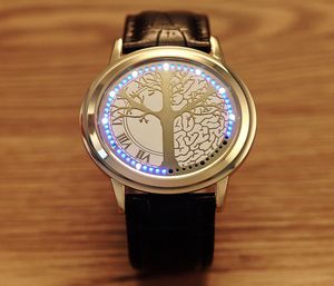 Unisex Minitalist Pu Band Led 시계 패션 남성 및 여성 학생 커플 Love Watches Electronics Casual Tree Personality Touch Th8175067