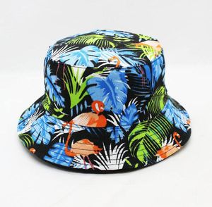 Dubblar bärbar flamingo djurtryck hink hattar reversibel fiskare hatt utomhus reser hattar hattar för män och kvinnor9513642