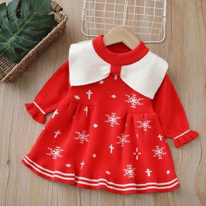 Abiti da ragazza ragazza a maglia Autumn Inverno 2024 Bambini Spessi maglioni di lana vestito per abbigliamento per bambini 4 5 anni Bambini Costume natalizia