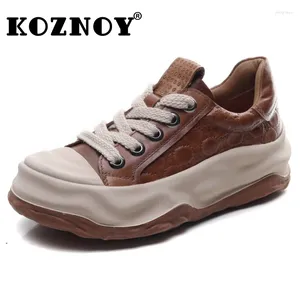 Sıradan Ayakkabı Koznoy 5cm Vulcanize Orijinal Deri Platform Kama Daireleri Rahat Loafer Spor Sneaker Ayak Bileği Öngenleri Sonbahar Bahar Kadınları