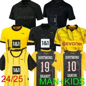 24 25 Jerseys Reus Dortmunds 2023 2024 Borussia Soccer Haller Futebol Camisa de futebol Bellingham Neongelb Hummels Brandt Men Kit Kit Especial Kit All Black Maillot De Foot