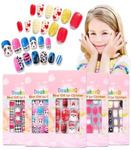 False Nails 120pcs Kids Cartoon Fake Full Cover Press Stick On Children Nail Stickers Decor Girls GiftsFalse2347354