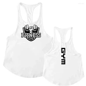 Men's Tank Tops Cotton Training Singlets Bodybuilding Top Muscle Sleeveless T Shirt Sports Vest Low Slit Gym Tshirt