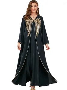 Abbigliamento etnico 2 pezzi Musulmani Women Wituils perline aperte Abaya Kimono Maxi Abiti Impostare Turchia Arabo Caftan Dubai Abiti Eid Marocco