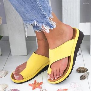 Slippers Summer Women's Solid Flat Sole Casual Comfortable Big Toe Foot Ladies Beach Sandals Platform Orthopedic Shoes