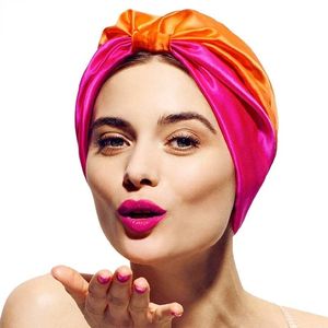 Bonnet turbanti di seta per donne contorto per notte per dormire con un cappuccio per capelli puro per capelli per la testa ricci