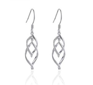 Klassische doppelte lineare Schleifen Design Wellenohrringe für Frauen Mädchen echt Solid 925 Sterling Silber Dangeln Schmuck Whole6401102