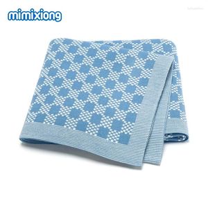 Blankets Baby Plaid Knit Born Boy Girl Stroller Nursery Swaddle Wrap Comforter Sleep Stuff 90 70cm Infant Kids Receiving Mats