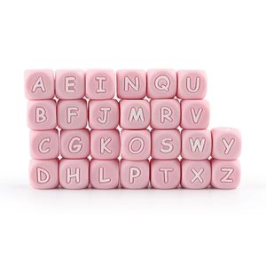 1050100 pcs 12mm baby silikonpärlor bokstav diy namn teether engelska alphabe mat klass baby nappklipp pärltillbehör 240420