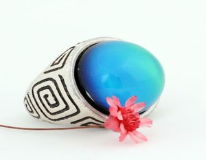 New Trendy Classic Design Womens Silver Plated 18MM Mood Gemstone Ring MJRS0445378255