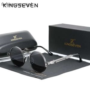 occhiali da sole kingseven di alta qualità di alta qualità designer steampunk occhiali da sole polarizzati uomini donne designer di marchi vintage rotonda in metallo telaio kingseven occhiali da sole 8030